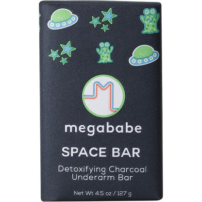 Megababe Space Bar Underarm Soap front view premium charcoal bar for body odor control