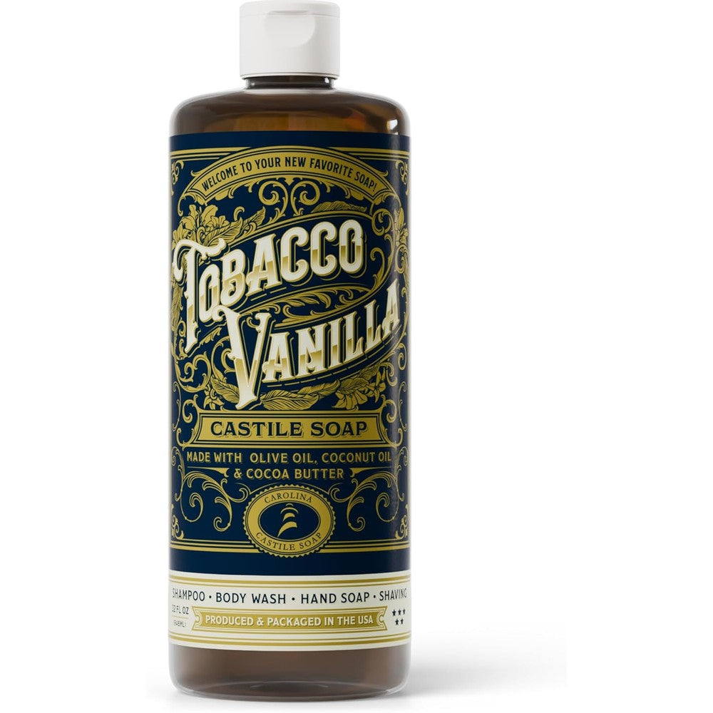 Carolina Castile Soap Tobacco Vanilla 32 ounce bottle front view