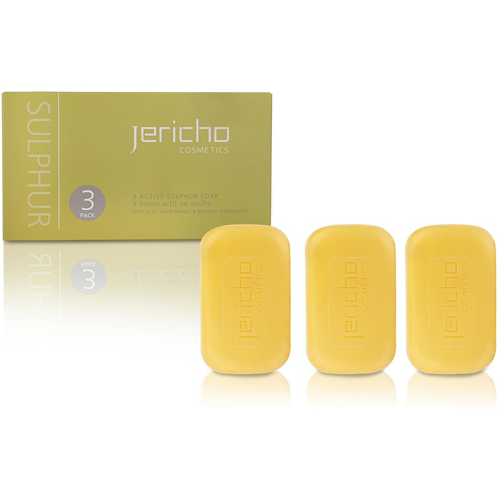 Jericho Dead Sea Sulfur Soap 3-pack front view for acne treatment