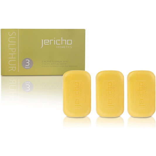 Jericho Dead Sea Sulfur Soap 3-pack front view for acne treatment