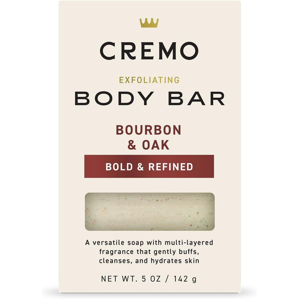 Cremo Bourbon & Oak Exfoliating Body Bar for Men 5 Ounce soap