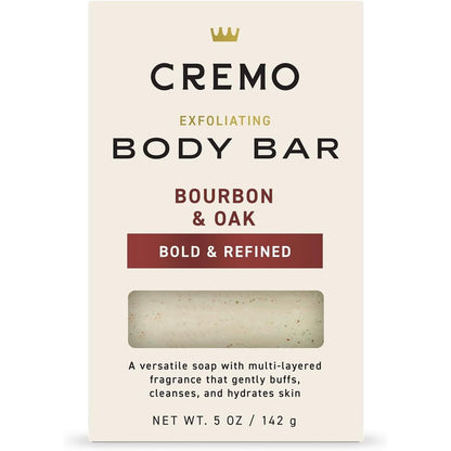 Cremo Bourbon & Oak Exfoliating Body Bar for Men 5 Ounce soap