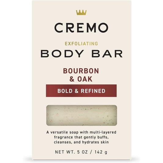Cremo Bourbon & Oak Exfoliating Body Bar for Men 5 Ounce soap