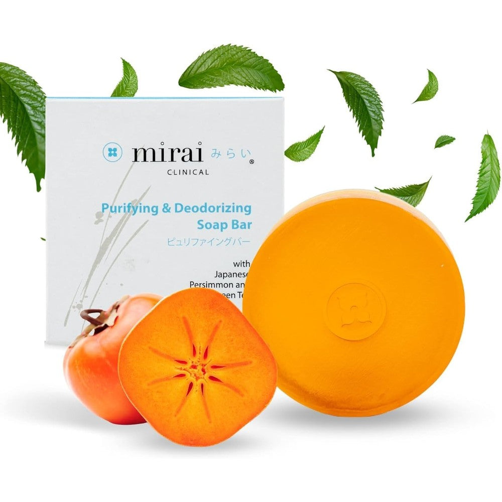 Mirai Clinical Persimmon Soap Bar front view packaging for body odor control
