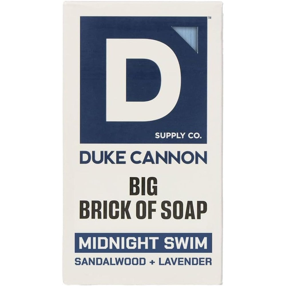 Duke Cannon Supply Company Midnight Swim Big Brick of Soap front packaging view for premium men's grooming