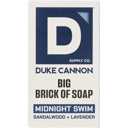 Duke Cannon Supply Company Midnight Swim Big Brick of Soap front packaging view for premium men's grooming