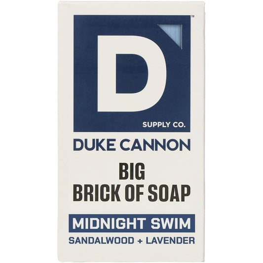 Duke Cannon Supply Company Midnight Swim Big Brick of Soap front packaging view for premium men's grooming