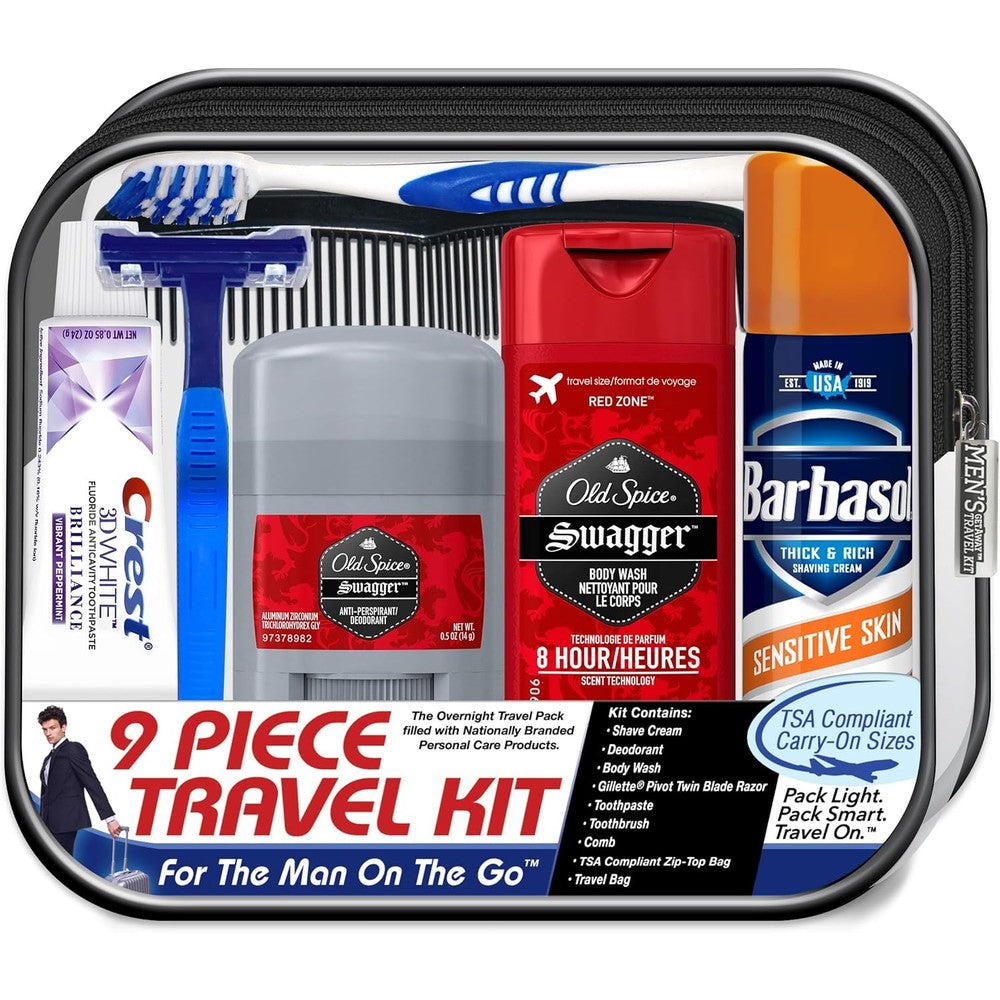 Convenience Kits International Men's Deluxe 9-Piece Travel Kit front view