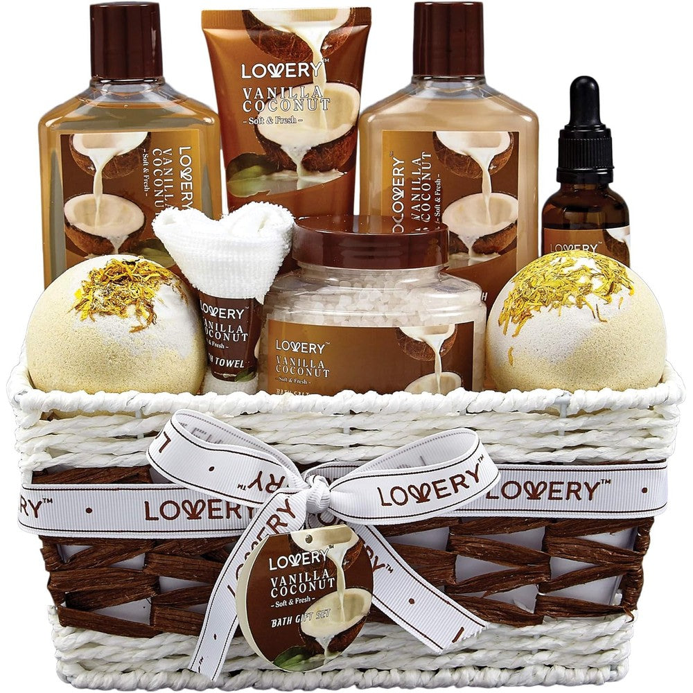 Lovery Vanilla Coconut 9 Piece Spa Gift Set front view