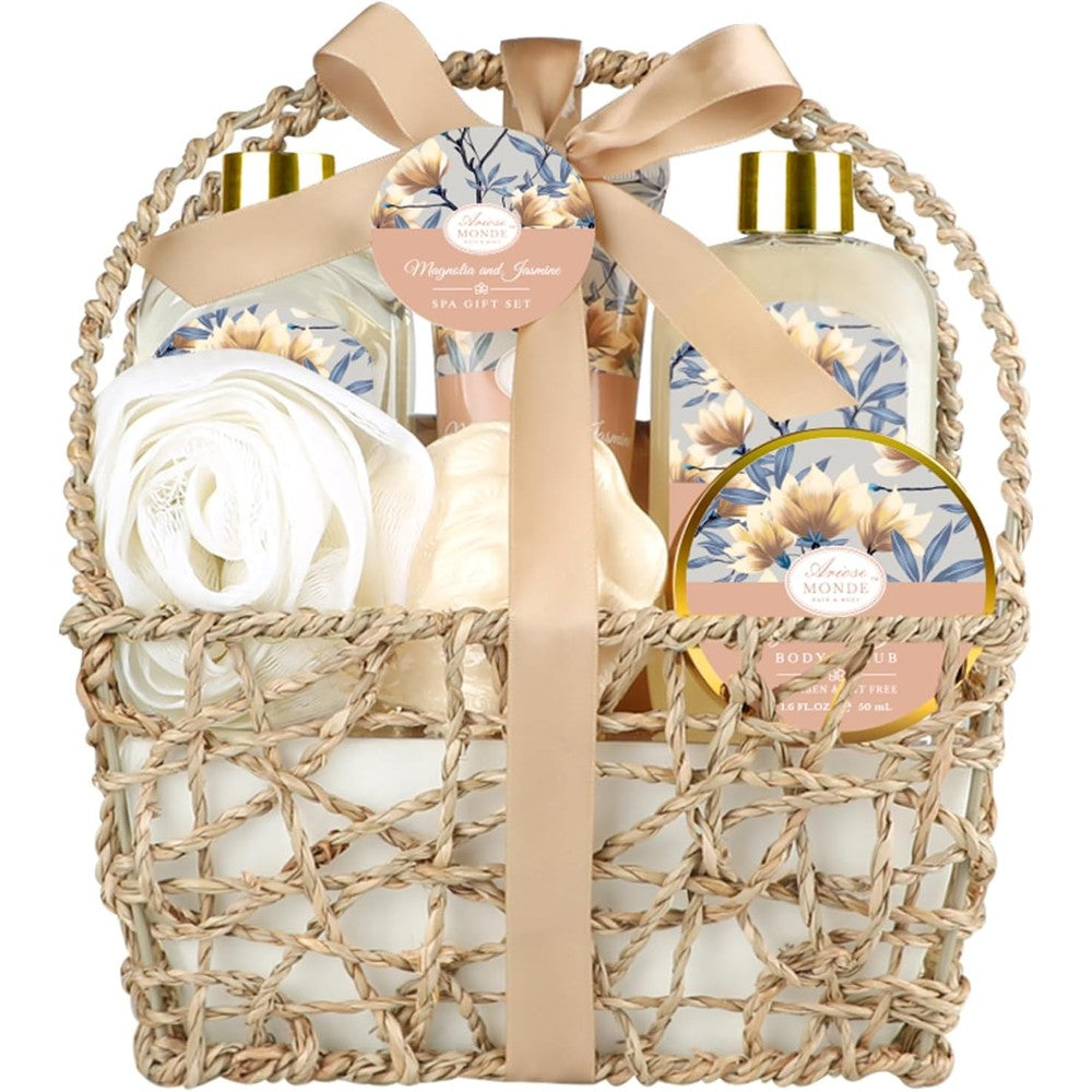 ArioseMonde Home Spa Gift Basket front view with beauty products