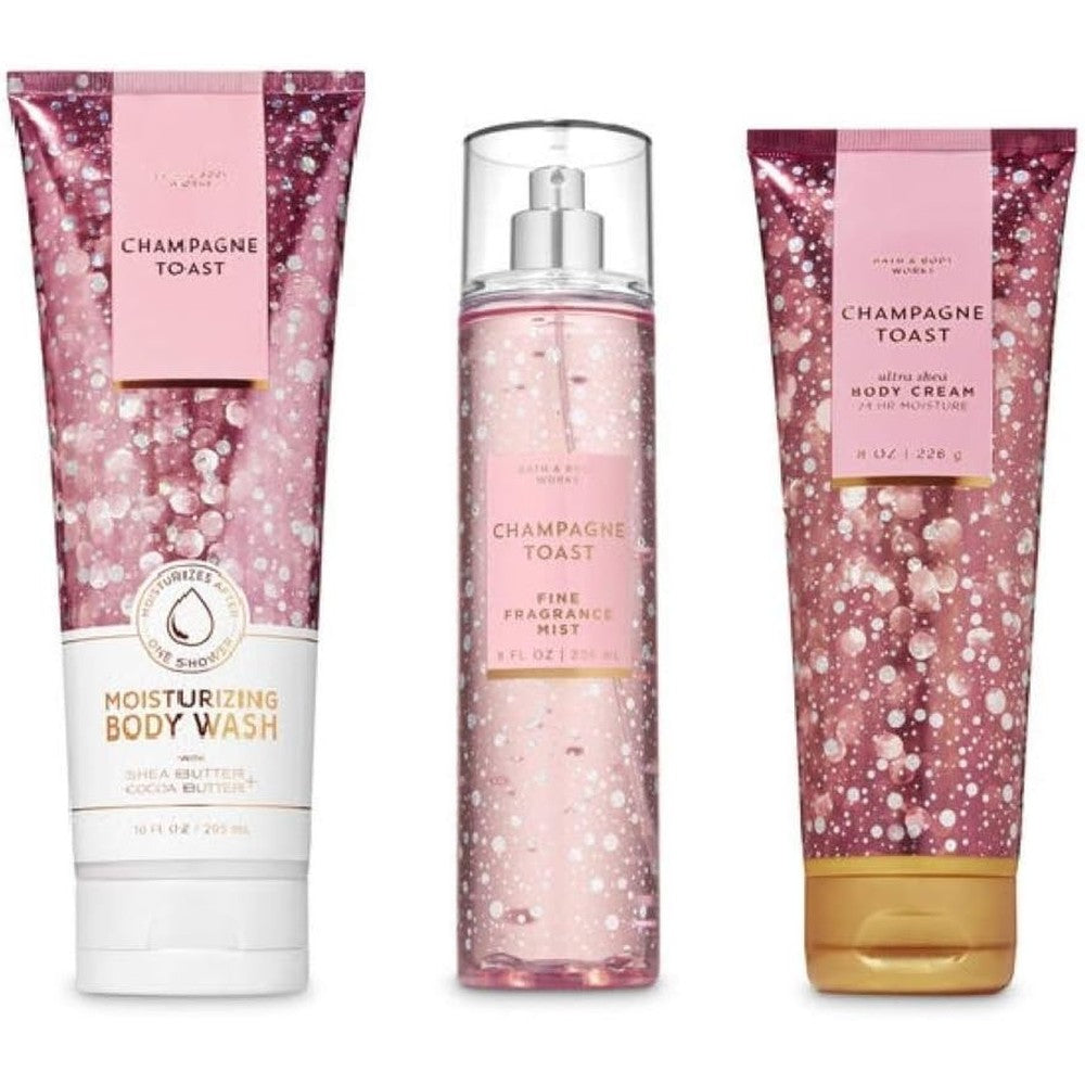 Bath and Body Works Champagne Toast 3 Piece Gift Set front view