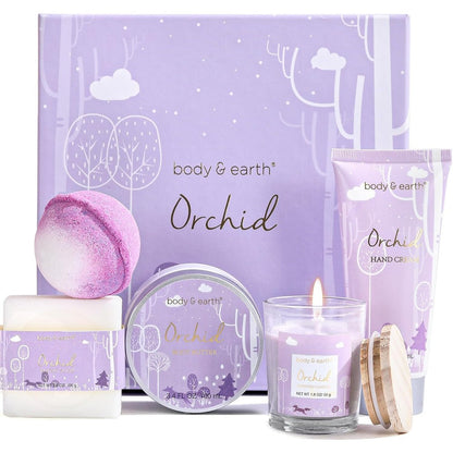 Body & Earth 5 Piece Orchid Spa Gift Set front view