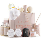 Lovery Birthday Spa Gift Basket front view with luxury box display