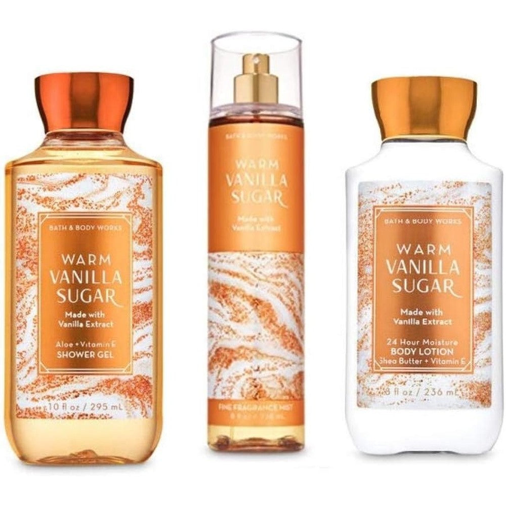 Bath And Body Works Warm Vanilla Sugar full size set including shower gel lotion and mist