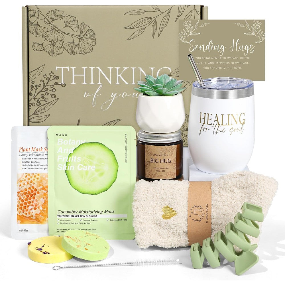 Giftpeak Thinking of You Care Package front view with gift box and contents