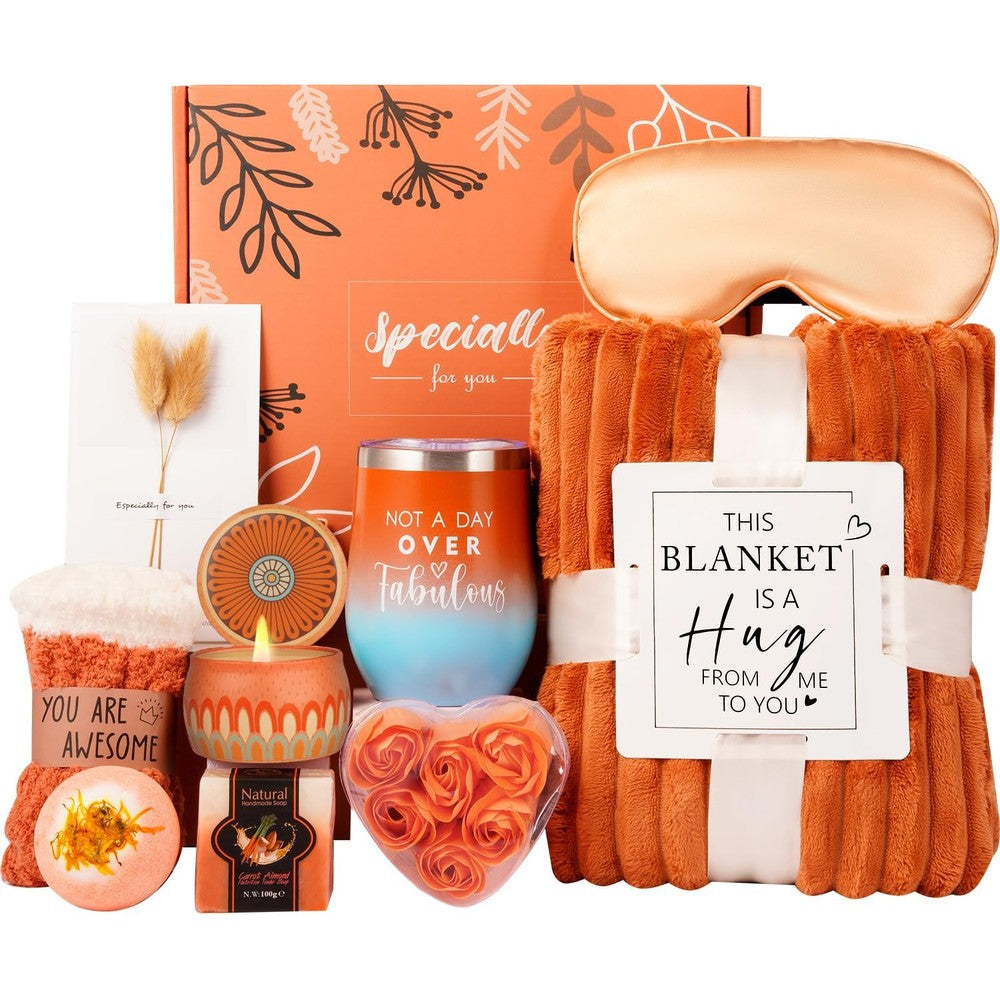 Haibeot orange relaxing spa gift basket front view
