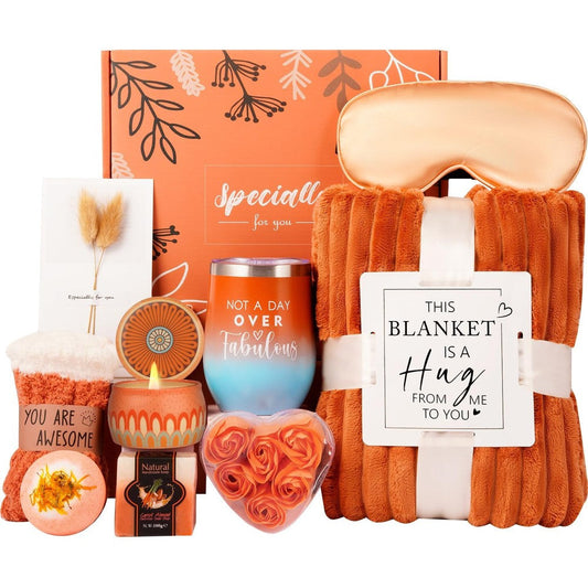Haibeot orange relaxing spa gift basket front view