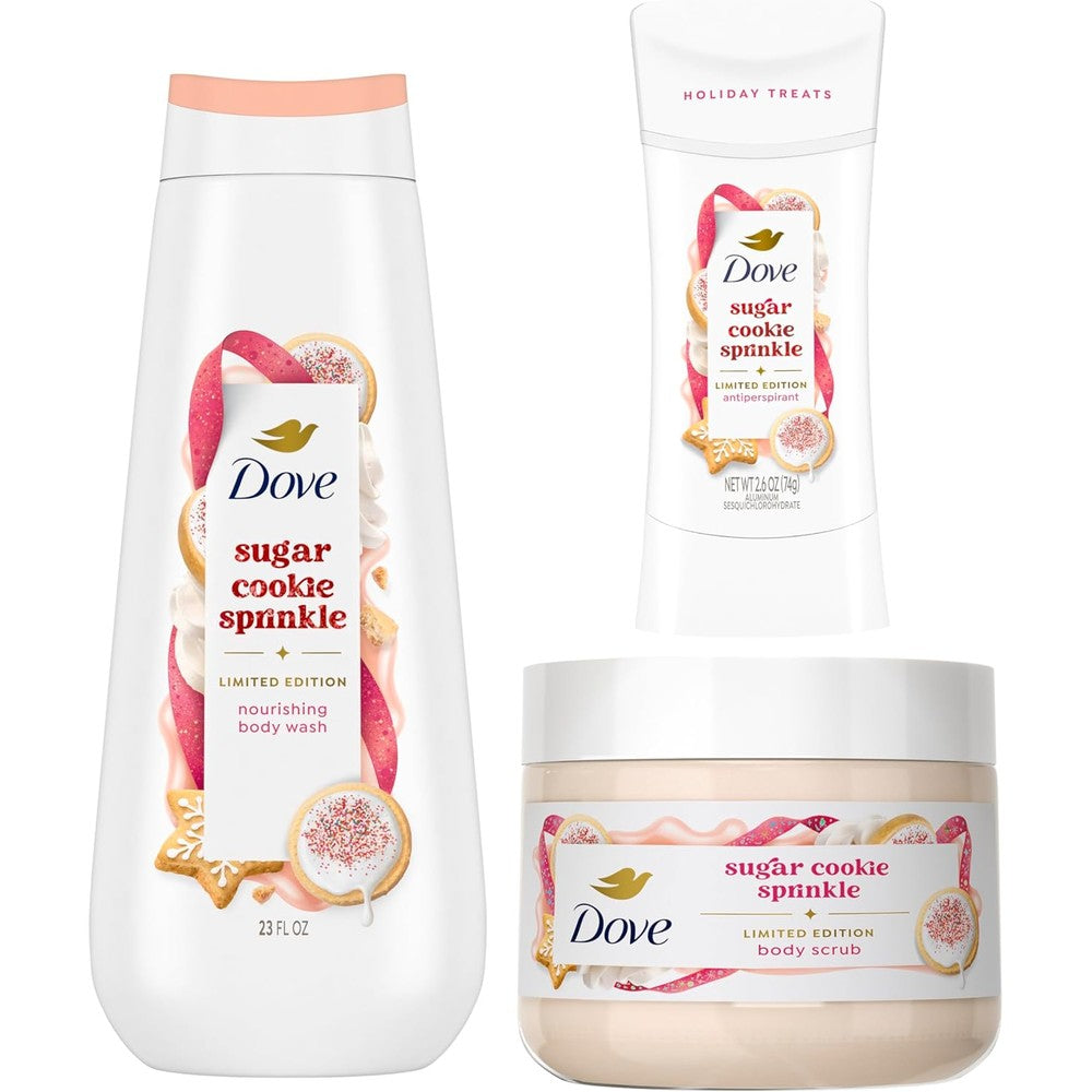 Dove Limited Edition Holiday Treats Sugar Cookie Sprinkle body wash set front view