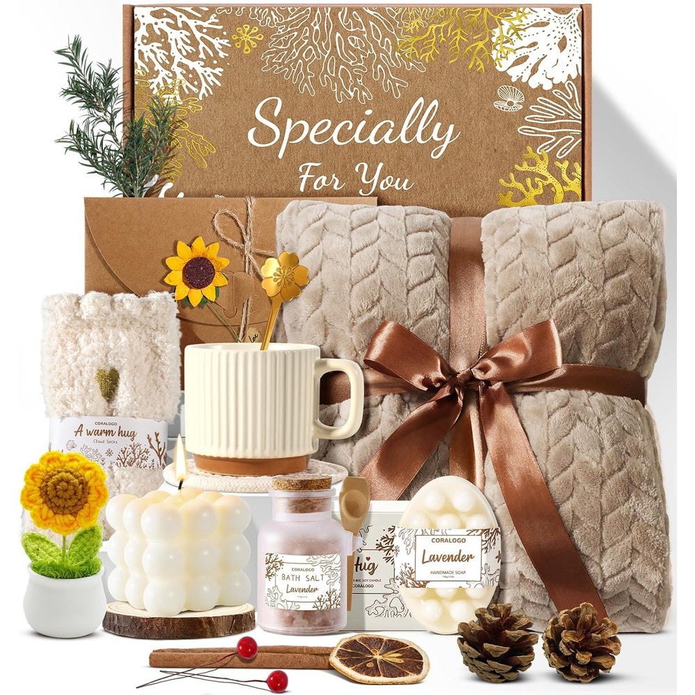 Coralogo sunflower spa gift basket 11 piece set front view