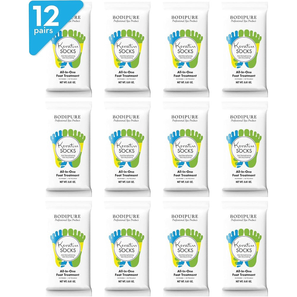 Bodipure All-In-1 Moisturizing Foot Mask front packaging view for home pedicure.