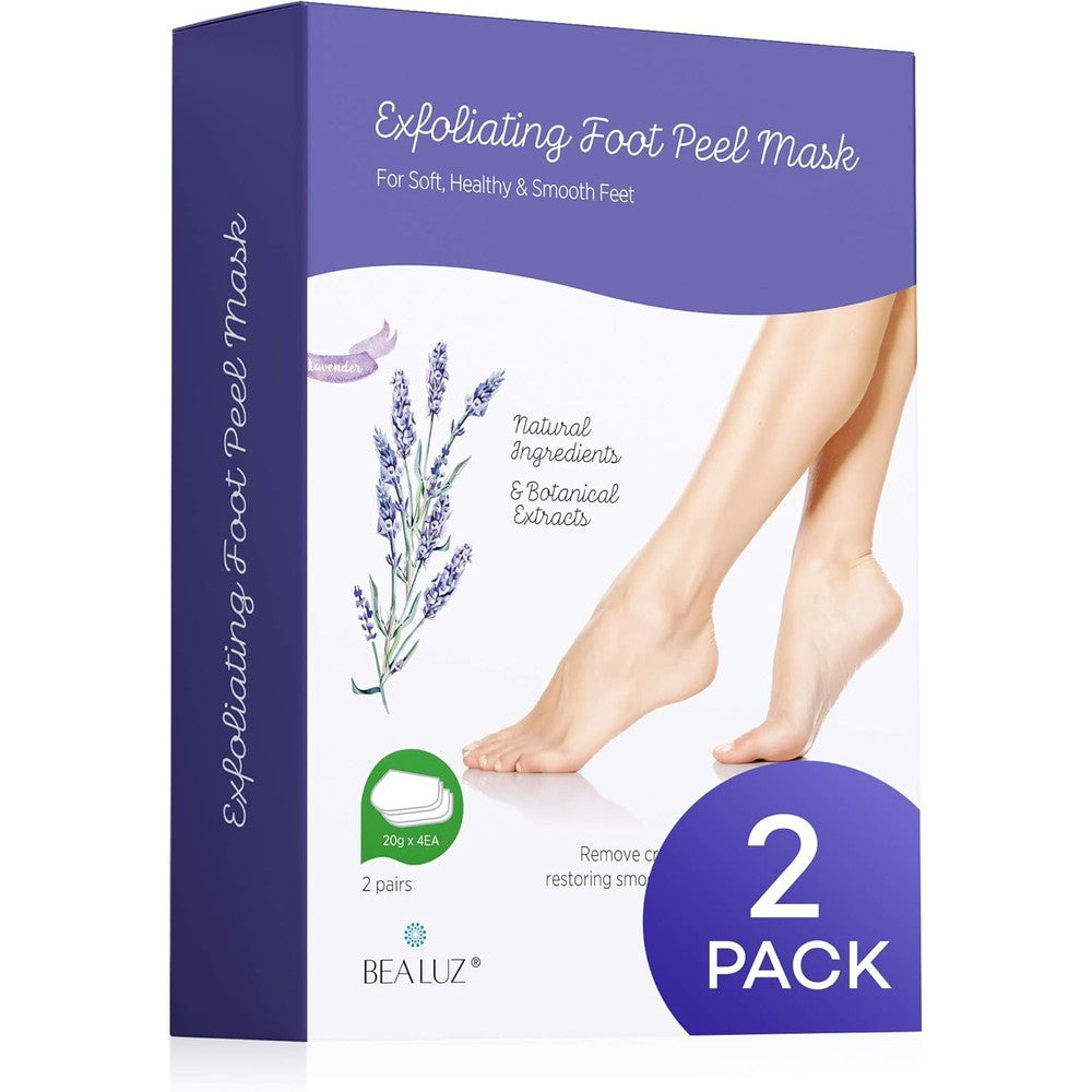 Bealuz Exfoliating Foot Peel Mask front view of 2 pair pack