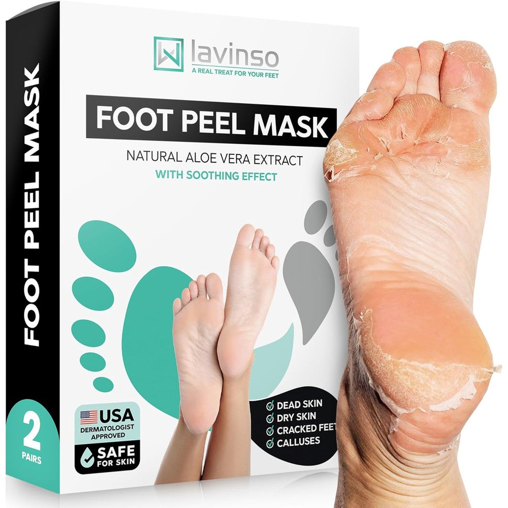 LV Lavinso Foot Peel Mask 2 pack front view packaging