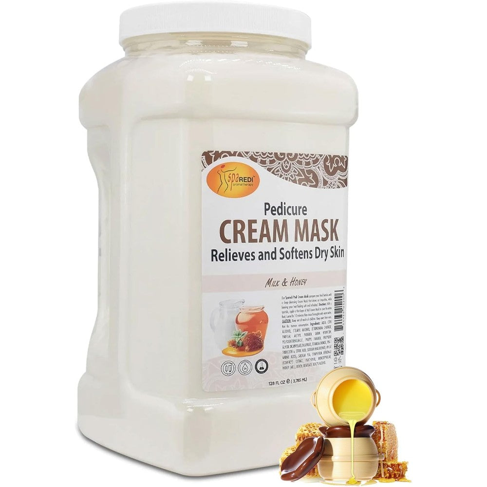 SPA REDI Milk and Honey Cream Mask 128 Ounce front view for pedicure hydration.