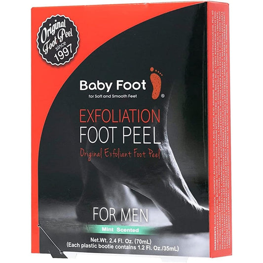 Baby Foot Original Foot Peel For Men front packaging showing mint scent.