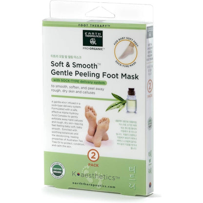 Earth Therapeutics Soft and Smooth Gentle Peeling Foot Mask 2 Pairs front view packaging