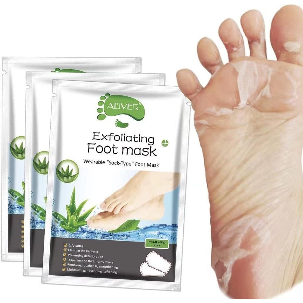 ALIVER Foot Peel Mask 3 Pack front packaging view for dead skin removal