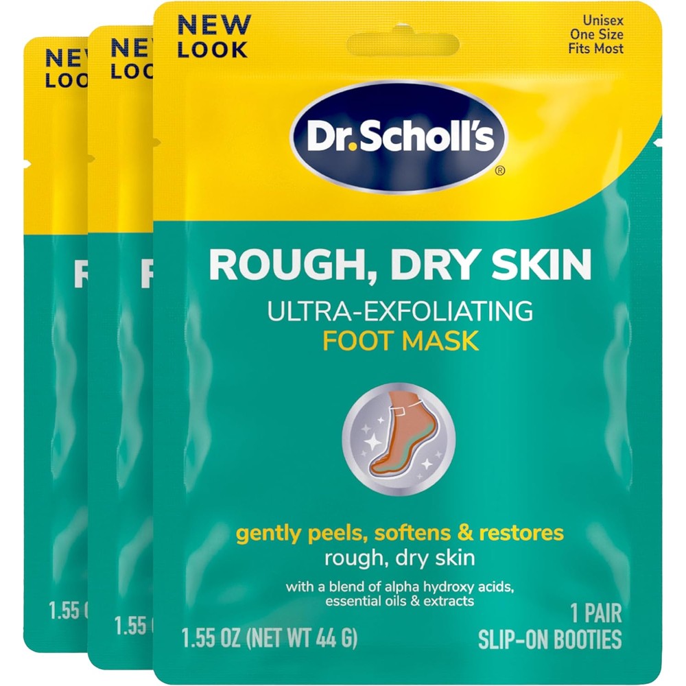 Dr. Scholl's Ultra Exfoliating Foot Peeling Mask front packaging 3 pair pack.