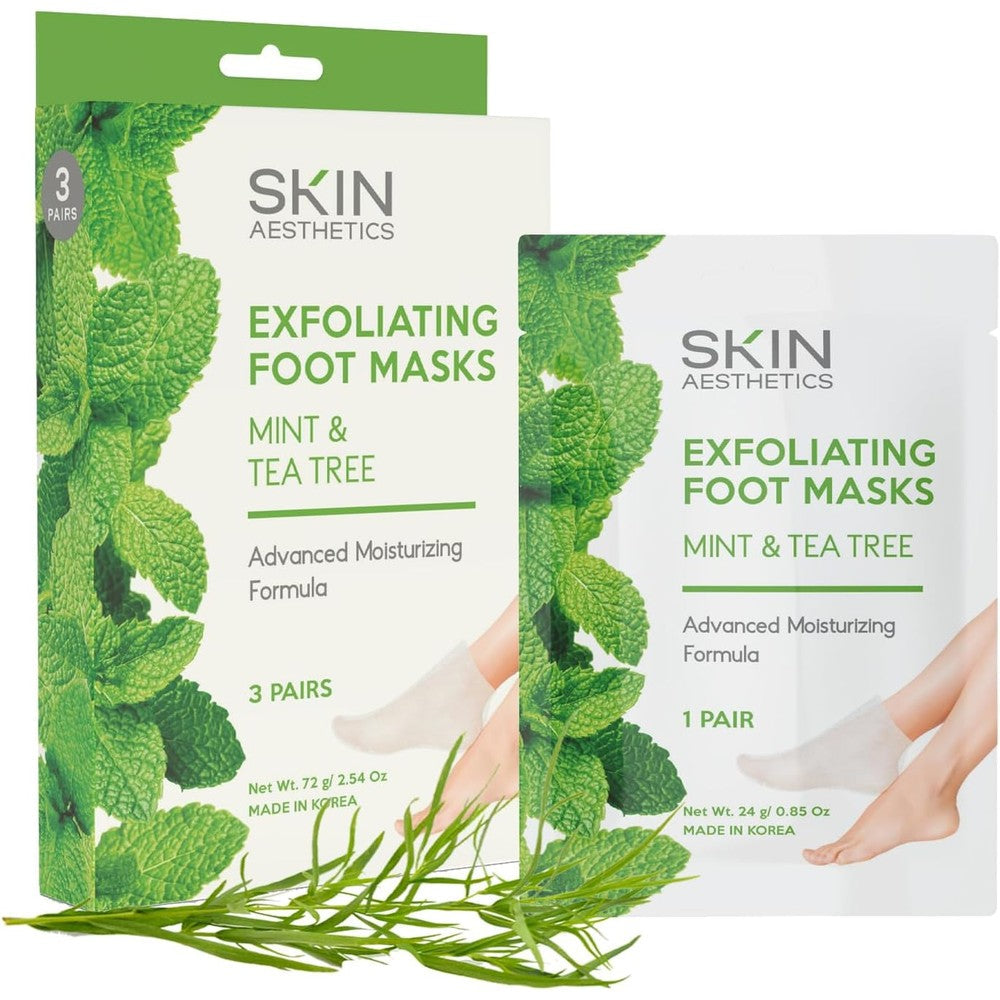 Skin Aesthetics Mint and Tea Tree Foot Masks 3 Pairs pack front view