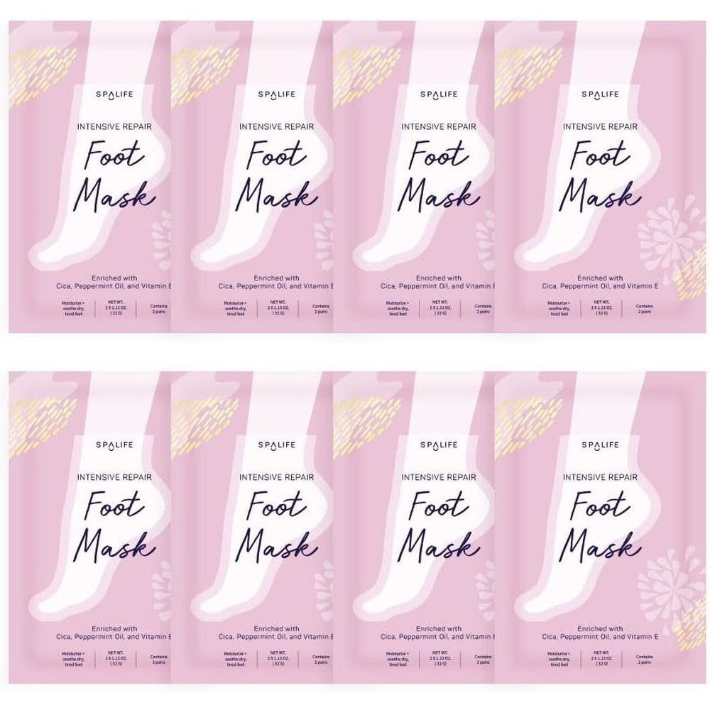 SpaLife Intensive Repair Soothing Foot Masks 8 Pack front view for cracked heel repair.