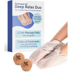 YogaMedic Foot Recovery Set front view with 3 masks and 2 cork massage balls