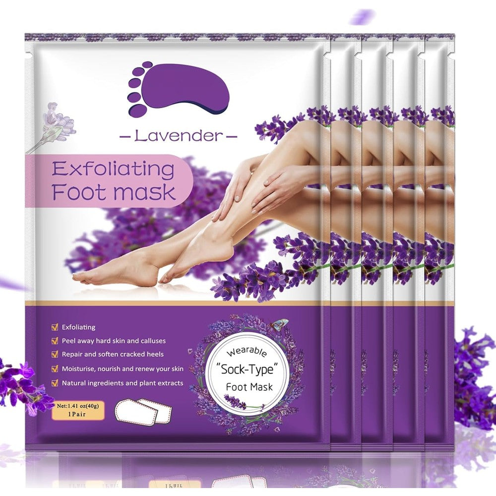 ZZ LAZYCOTTAGE foot peeling mask five pack box front view showing lavender ingredients