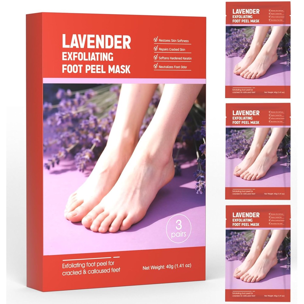 Sumetact lavender exfoliating foot peel mask front packaging view