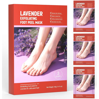 Sumetact lavender exfoliating foot peel mask front packaging view