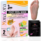 MonaLora foot peel mask peach scent front view packaging