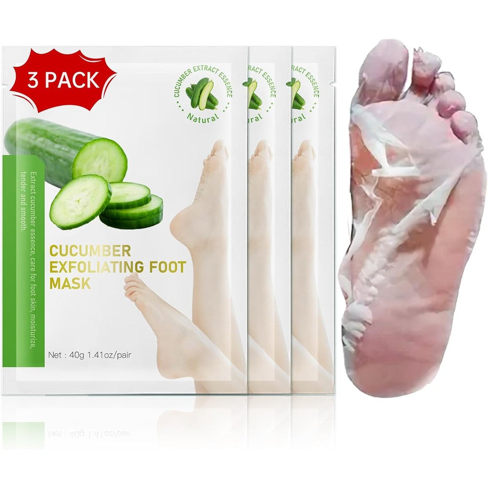 VGO Cucumber Exfoliating Foot Peeling Mask three pack front packaging view