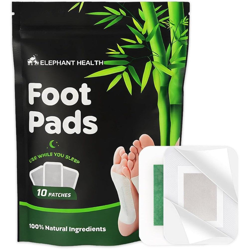 Elephant Health Natural Deep Cleansing Foot Pads front box packaging showing ten count patches