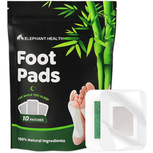 Elephant Health Natural Deep Cleansing Foot Pads front box packaging showing ten count patches