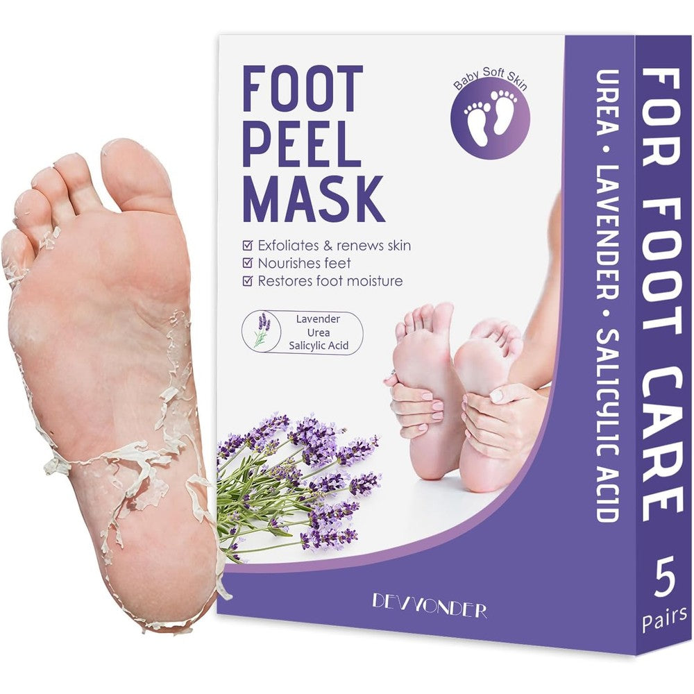 CMWGKBC Devyonder foot peeling mask five pack front view showing packaging details