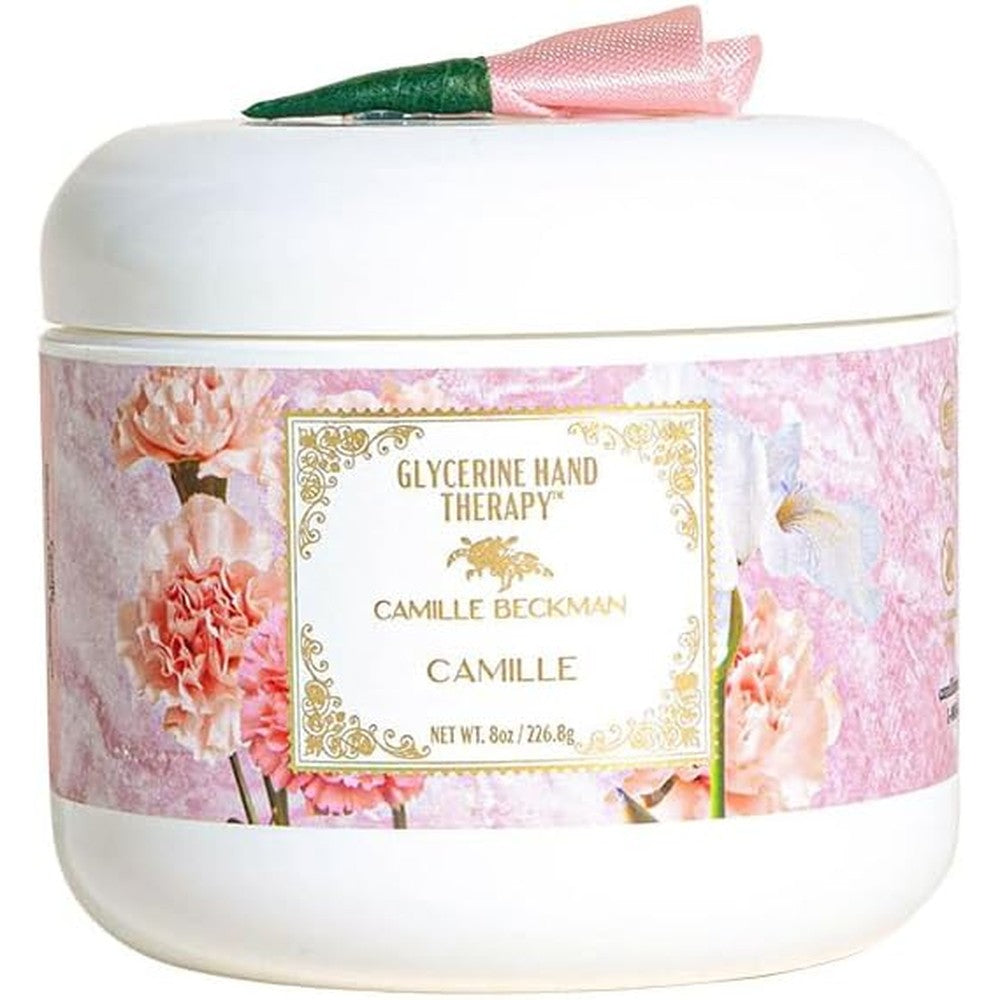 Camille Beckman Glycerine Hand Therapy 8 Ounce jar front view moisturizing cream.