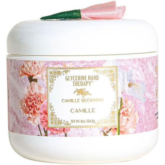Camille Beckman Glycerine Hand Therapy 8 Ounce jar front view moisturizing cream.