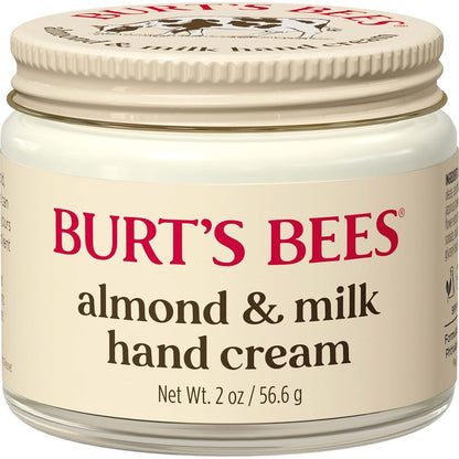 Burt's Bees Almond and Milk Hand Cream two ounce jar front view showing packaging details