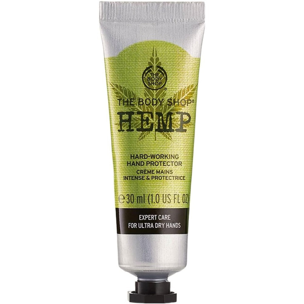 The Body Shop Hemp Hand Protector front view moisturizing cream tube