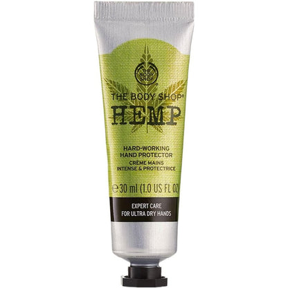 The Body Shop Hemp Hand Protector front view moisturizing cream tube