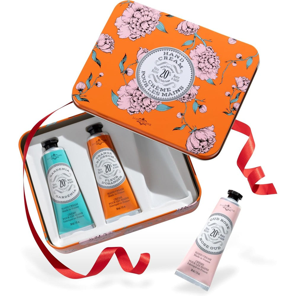 La Chatelaine Hand Cream Trio Tin premium French skincare set front view