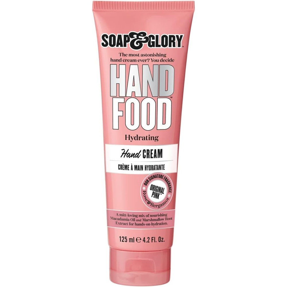 Soap And Glory Hand Food Hand Cream pink tube front view