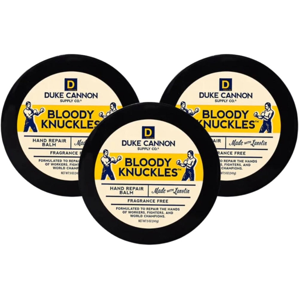 Duke Cannon Supply Co Bloody Knuckles Hand Repair Balm three pack front view